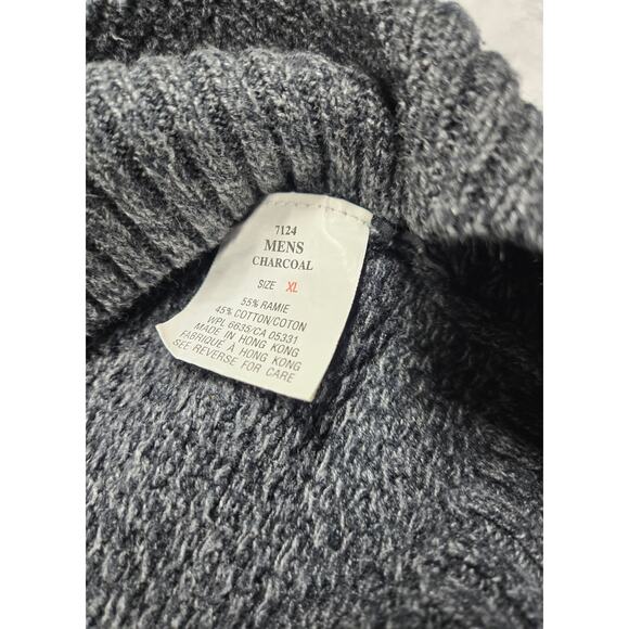 Woolrich Charcoal Overland 7124 Cotton Blend Waffleknit Sweater Men Sz XL Gray - Picture 4 of 7